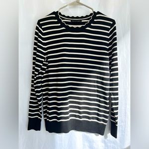 Banana Republic Black and White Striped Sweater with Scalloped Collar